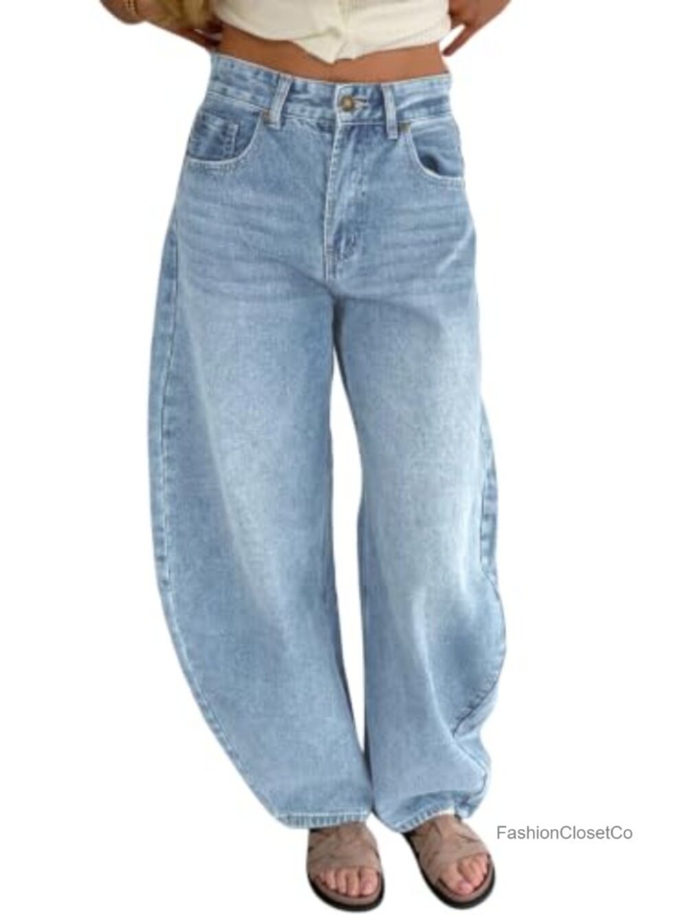 High Waisted Barrel Jeans Wide Leg Loose Fit Denim Pants